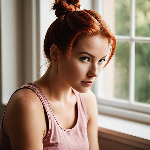 Soft-Focus Portrait of Red-Haired Woman