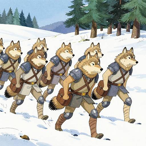 Wolf Couriers Dashing Through Snow