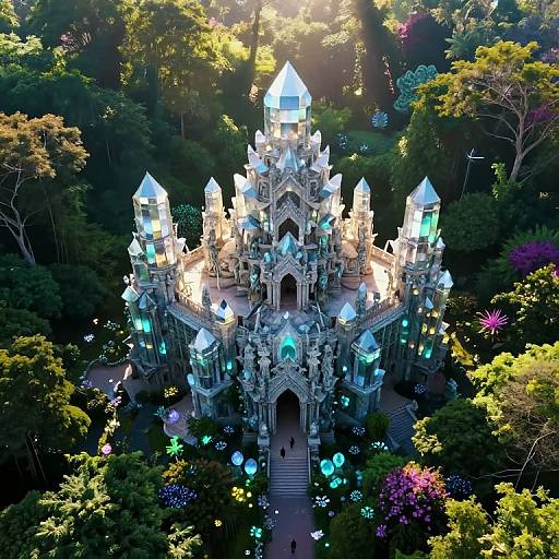 Surreal Crystalline Sanctuary in Forest