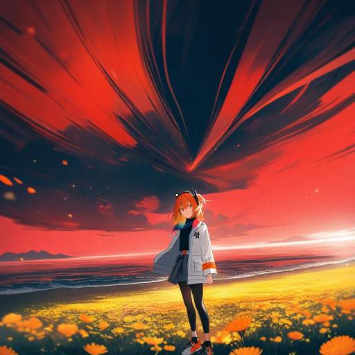 Melancholic Girl by the Surreal Ocean