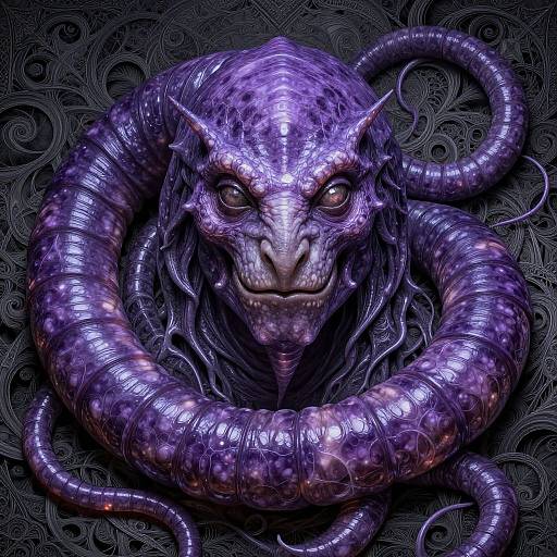 Vibrant Gothic Purple Worm RPG Artwork