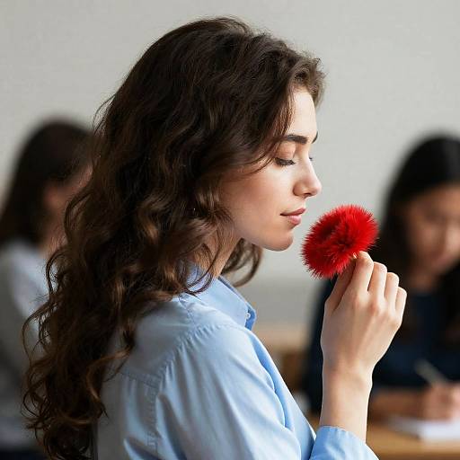 Profile Portrait of a Woman with Flower