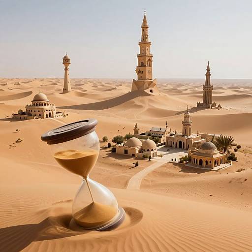 Surreal Desert Panorama with Fantastical Architecture