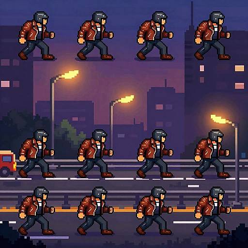 Pixel Art Biker Walk Cycle