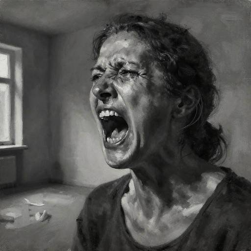 Expressive Charcoal Portrait of Scream