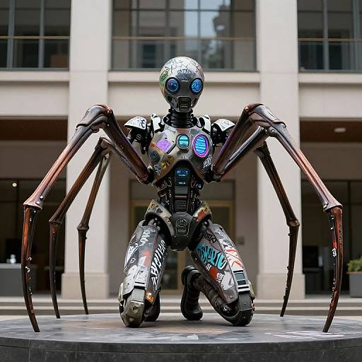 Futuristic Humanoid Spider Sculpture