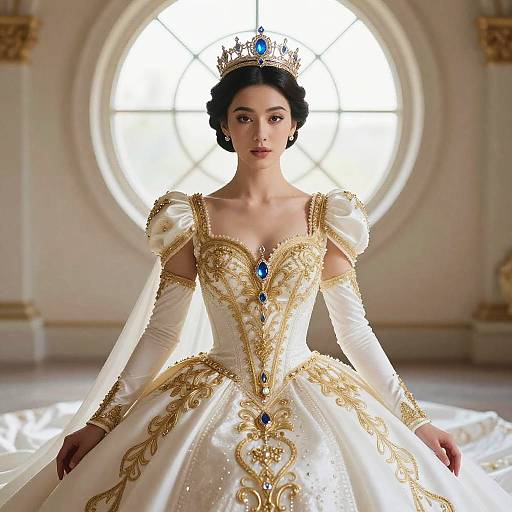 Regal Woman in Ethereal Gown