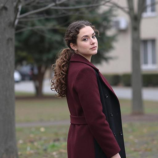 Woman in Red and Black Coat Outdoors