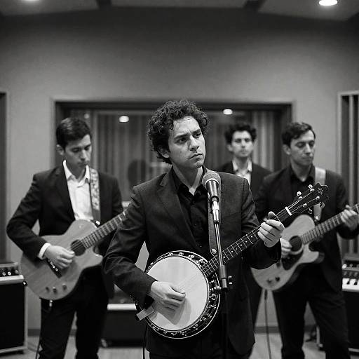 Black and White Band Recording Studio Session