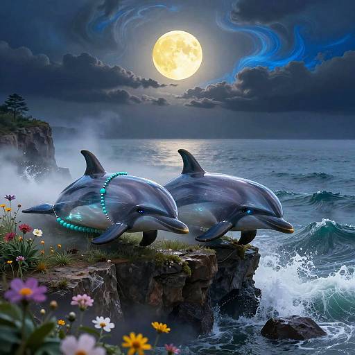 Surreal Glass Dolphins by Misty Cliff