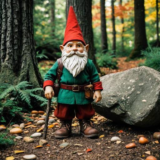 Garden Gnome in Forest Setting