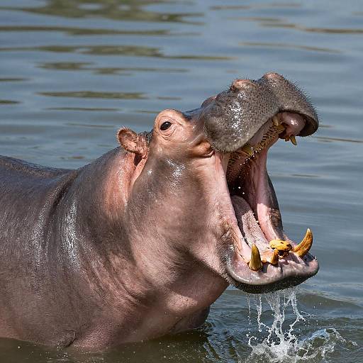 Dramatic Hippo Splashing Water Photo
