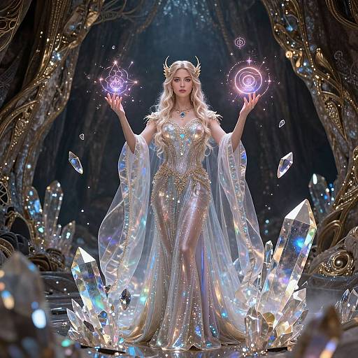 Fantasy Sorceress in Crystal Cave