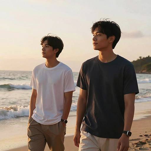 Fringe Asian Men at Sunset Beach