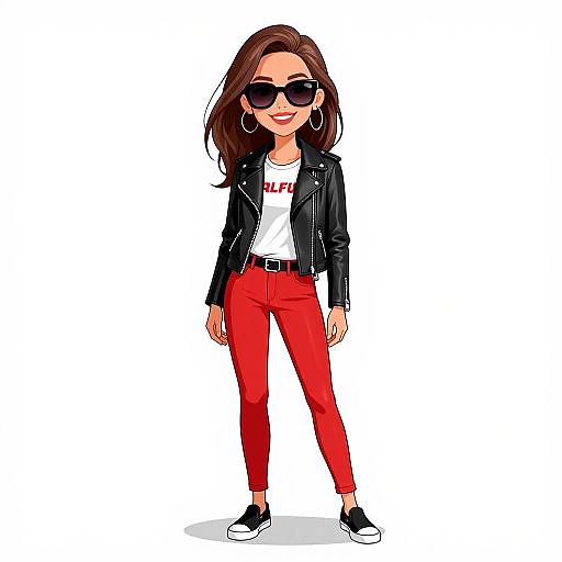 Stylish Woman in Casual Biker Outfit