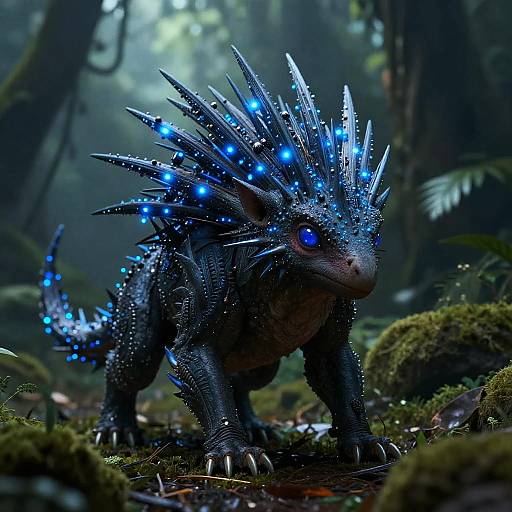 Futuristic Bioluminescent Spiny Mammal