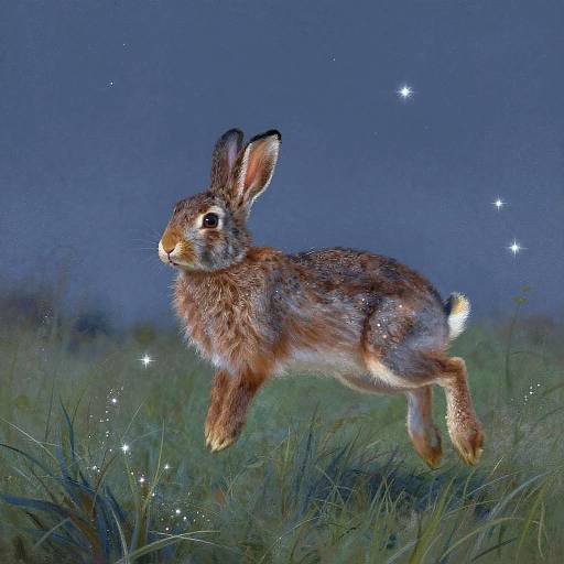 Ethereal Mystical Hare in Moonlit Meadow
