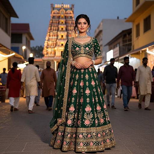 Elegant Indian Woman in Vibrant Street
