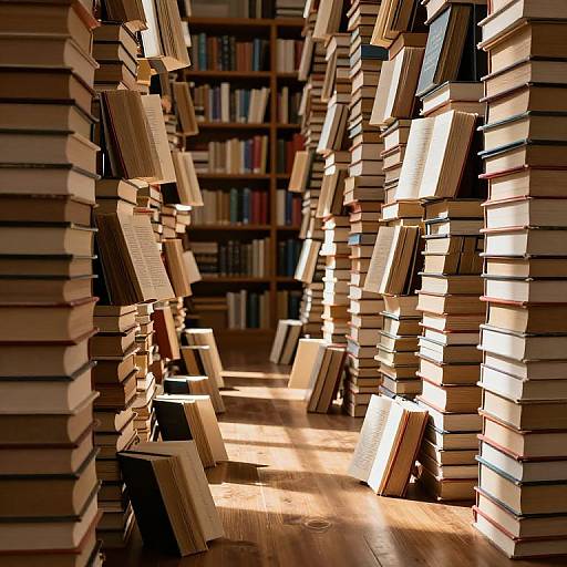 Sunlit Gravity-Defying Books in Library