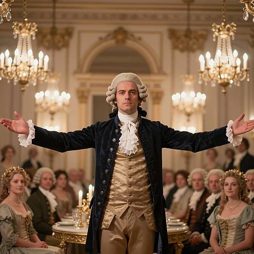 Man in 18th Century Costume in Ballroom