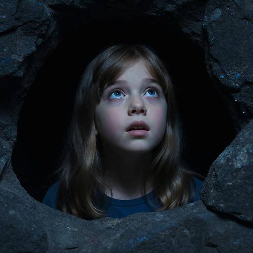 Surprised Girl Framed by Rocky Walls