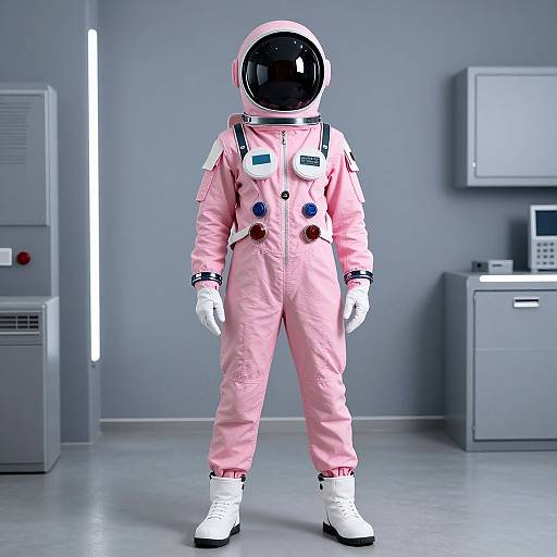 Woman in Pink Space Suit
