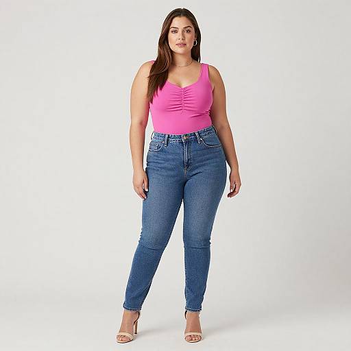Stylish Portrait of Curvy Woman in Pink