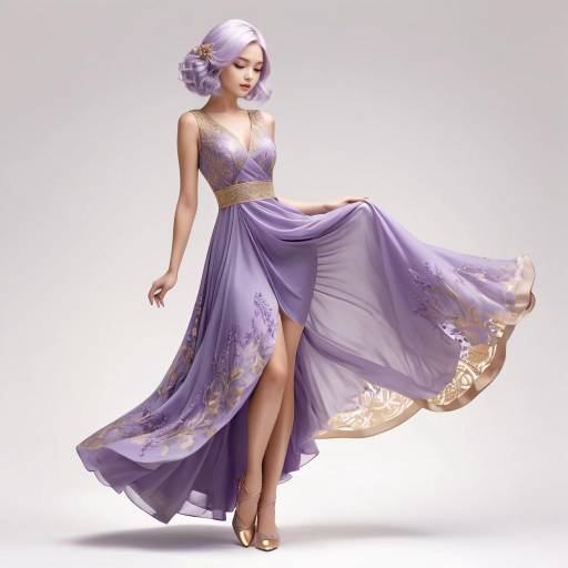 Elegant Tan Woman in Lavender Dress Elegant Tan Woman in Lavender Dress
