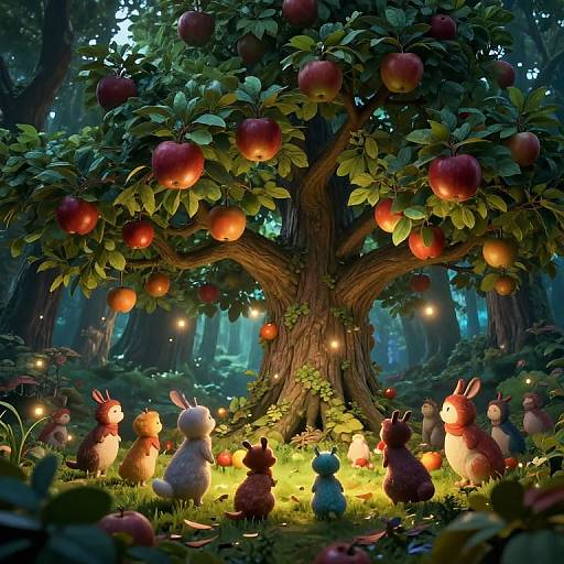 Apple-Inspired Enchanted Forest Scene