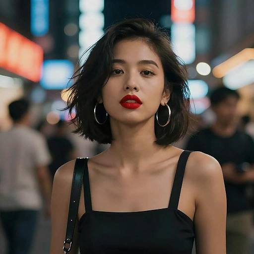 Confident Woman in Neon Nightscape