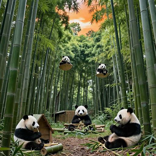Realistic Panda Bamboo Forest Scene