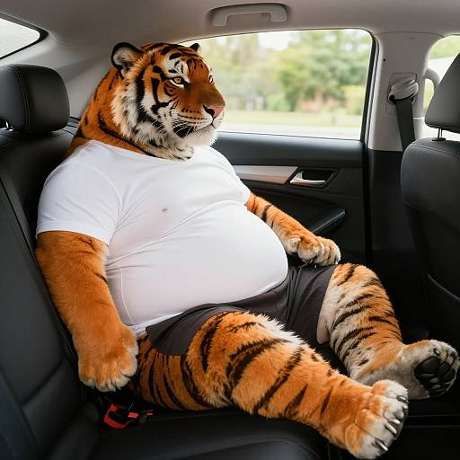 Realistic Furry Tiger Male in Tight Clothes