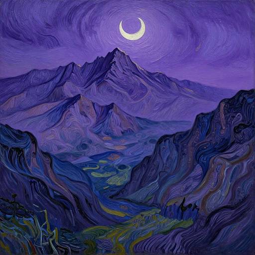 Surreal Van Gogh Twilight Mountainscape