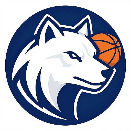 Stylized White Wolf Basketball Logo