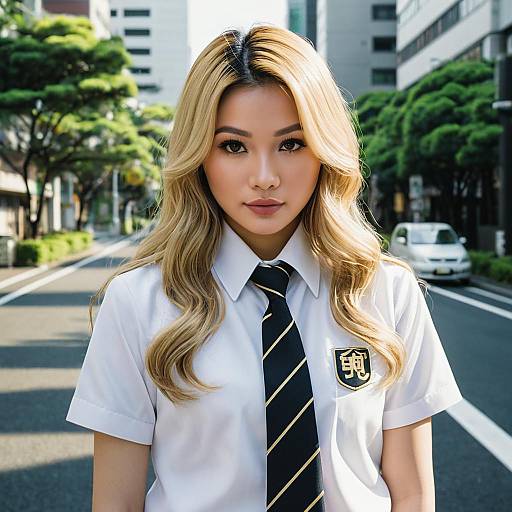 Young Asian Woman in Tokyo Revengers School Uniform