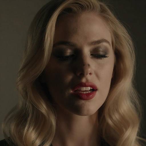 Close-up of Blonde Woman with Dark Makeup and Whisker Markings