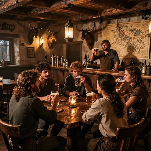 Rugged DND Tavern Gathering Scene