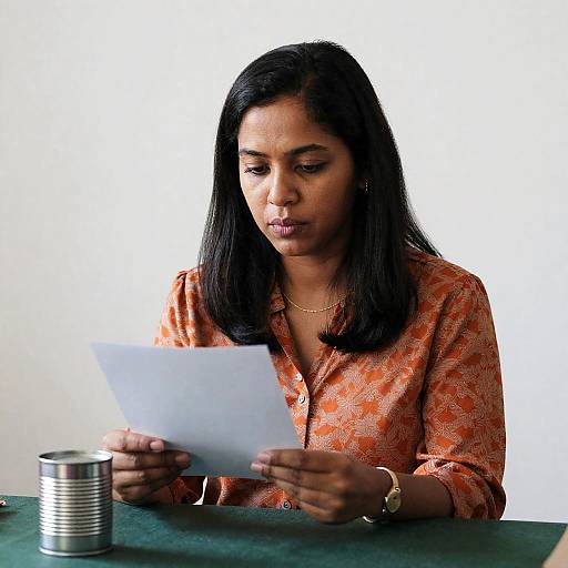 Woman Reading Letter Indoors