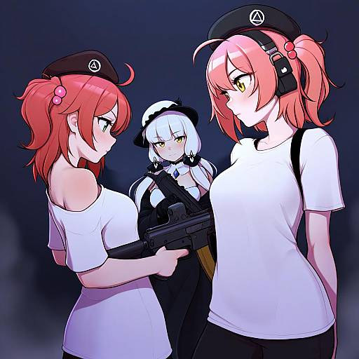 Illustration of Mp7 (girls' frontline), girls' frontline in the style of Pudgeruffian