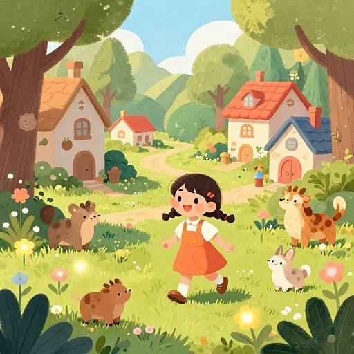 Whimsical Forest Adventure with Girl