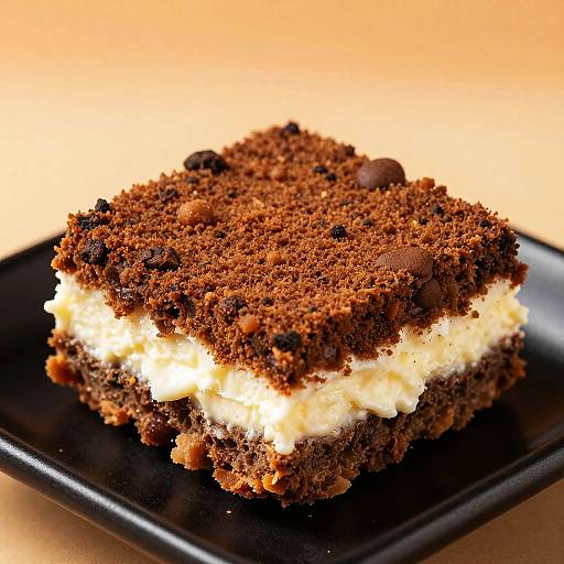 Close-Up of Layered Square Dessert