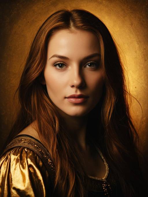 Portrait of Young Woman in Renaissance Style Dress