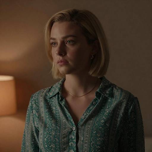 Young Woman in Dim Lighting Portrait