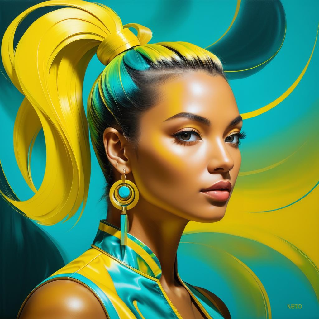 Vibrant Abstract Ponytail Portrait