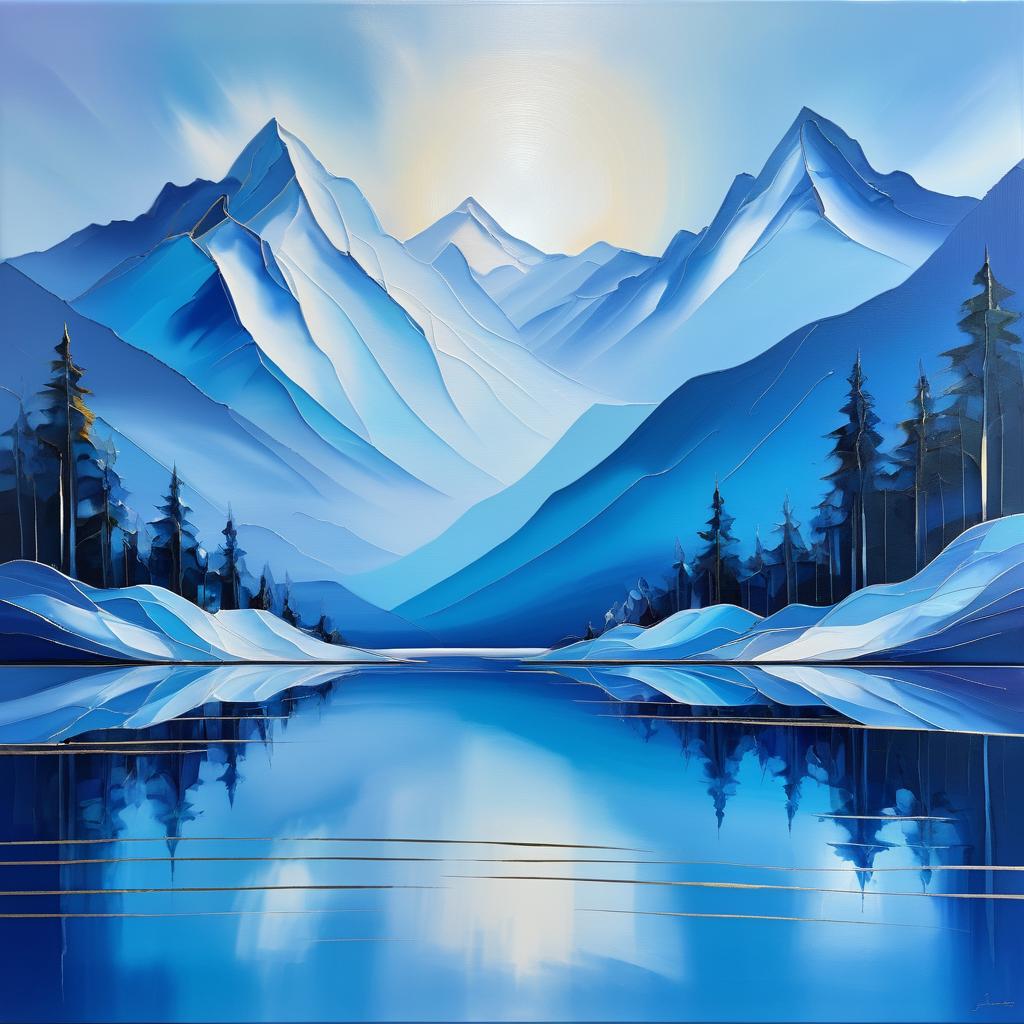 Serene Mountain Range in Vibrant Blues