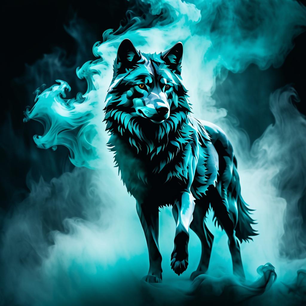 Ethereal Wolf Silhouette in Smoke