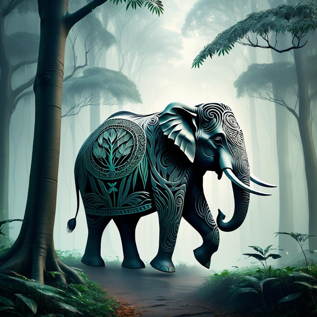 Mystical Elephant Journey in a Forest