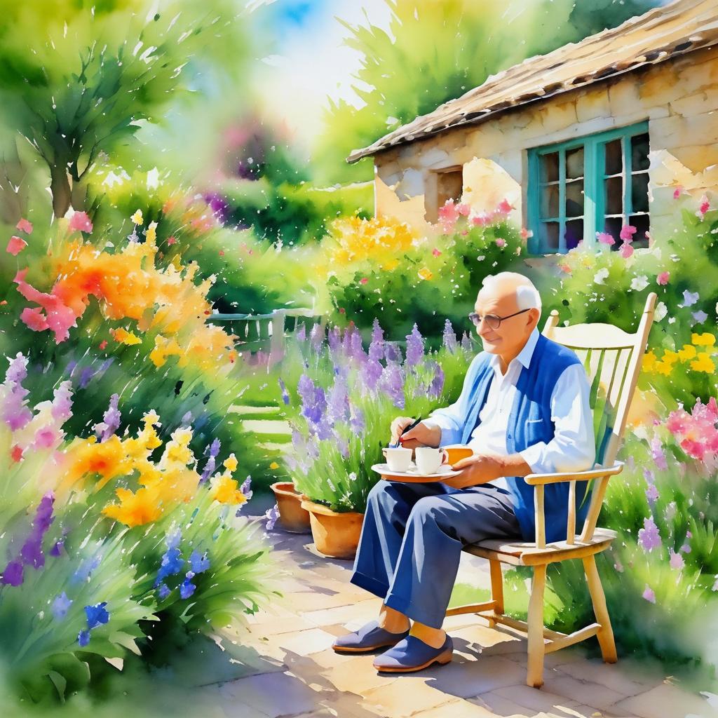 Charming Elderly Man in Serene Garden