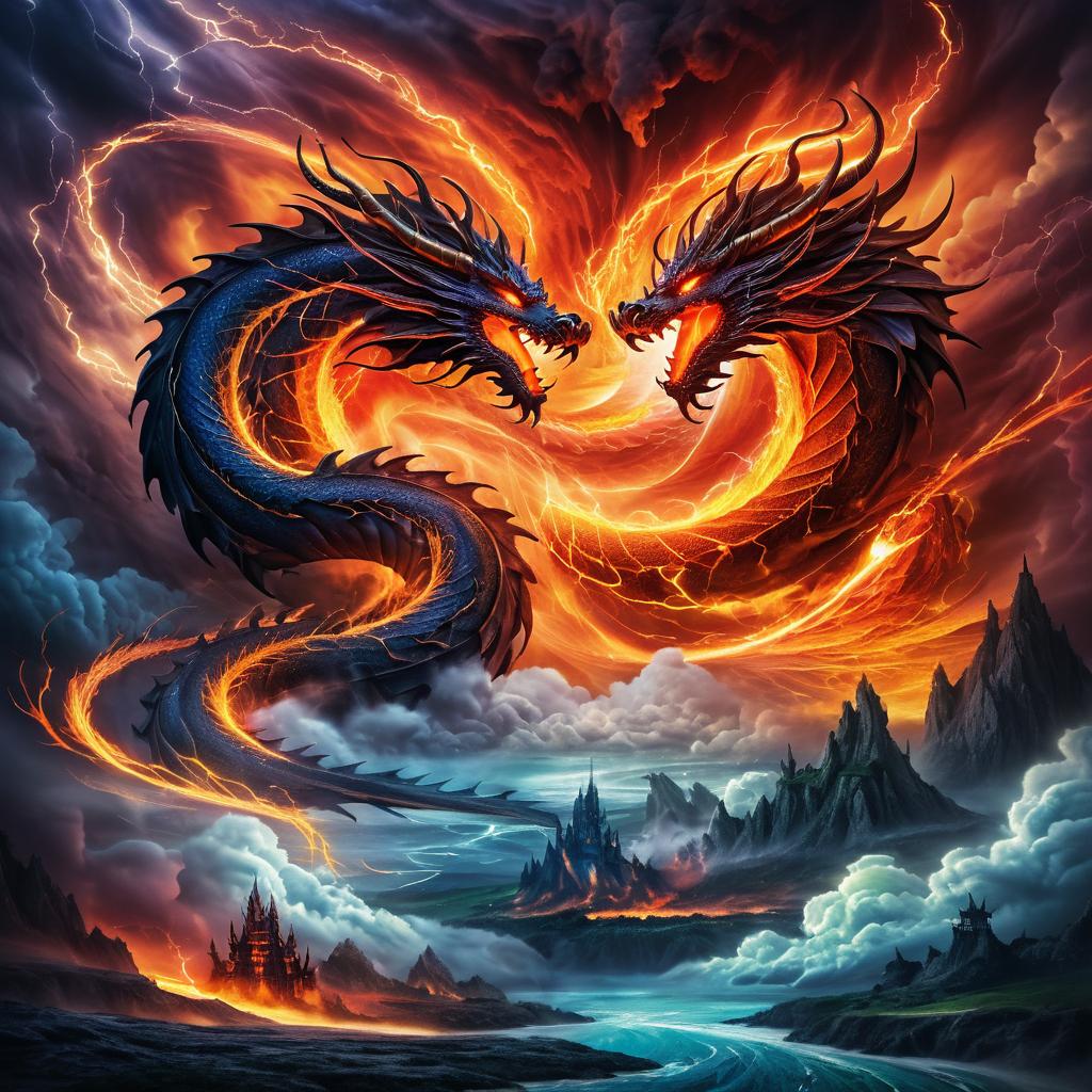 Epic Dragon Battle in Stormy Skies