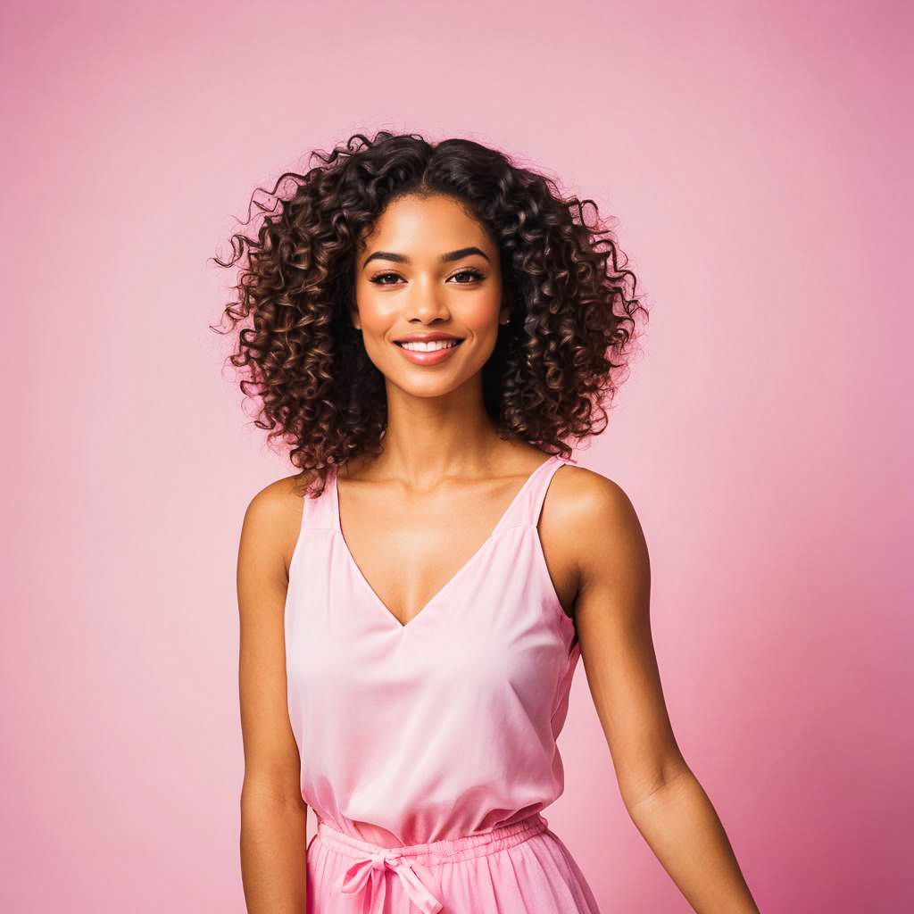 Playful Young Woman in Barbie Pink Outfit